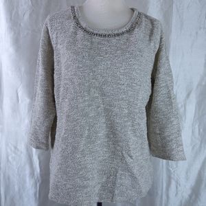 DB Sunday Women’s Knit Top Blouse Stretch Gray L